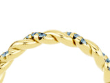 Yellow gold Twisted Pavé Round Aquamarine Eternity Band_10