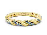 Yellow gold Twisted Pavé Round Aquamarine Eternity Band_6