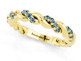 Yellow gold Twisted Pavé Round Aquamarine Eternity Band_7