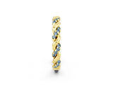 Yellow gold Twisted Pavé Round Aquamarine Eternity Band_8