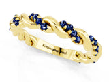 Yellow gold Twisted Pavé Round Blue Sapphire Eternity Band_7
