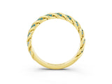 Yellow gold Twisted Pavé Round Blue Topaz Eternity Band with Shared Prong Setting_9