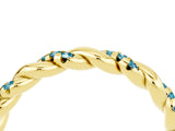 Yellow gold Twisted Pavé Round Blue Topaz Eternity Band_10