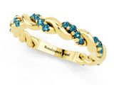 Yellow gold Twisted Pavé Round Blue Topaz Eternity Band_7