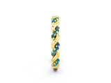Yellow gold Twisted Pavé Round Blue Topaz Eternity Band_8