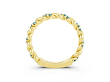 Yellow gold Twisted Pavé Round Blue Topaz Eternity Band_9