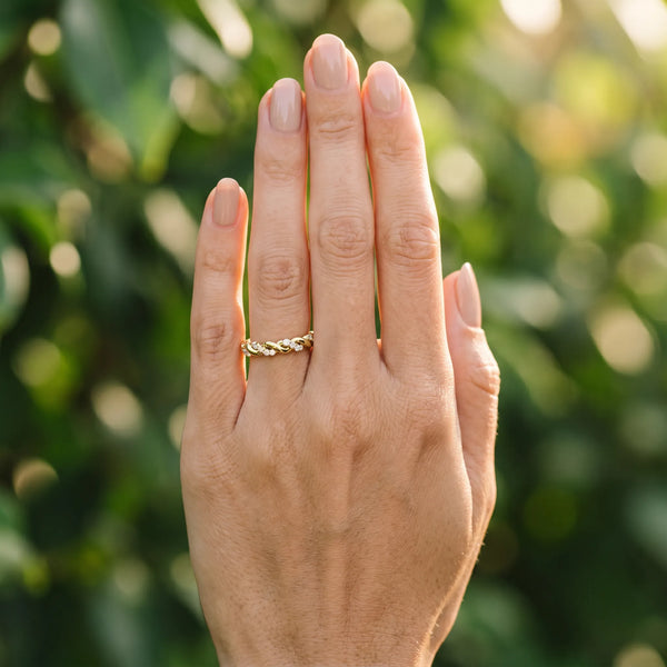Yellow gold Twisted Pavé Round Diamond Eternity Band