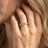 18K Yellow Gold Twisted Pavé Round Diamond Eternity Band