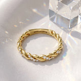 18K Yellow Gold Twisted Pavé Round Diamond Eternity Band