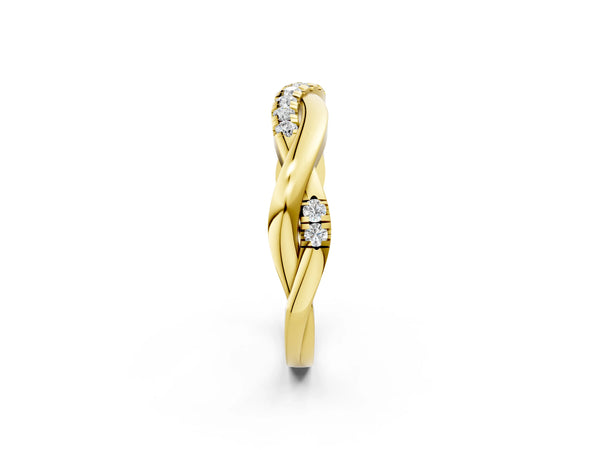 Yellow gold Twisted Pavé Round Diamond Infinity Band