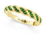Yellow gold Twisted Pavé Round Emerald Eternity Band with Shared Prong Setting_7