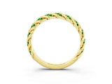 Yellow gold Twisted Pavé Round Emerald Eternity Band with Shared Prong Setting_9