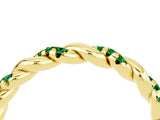 Yellow gold Twisted Pavé Round Emerald Eternity Band_10