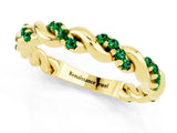 Yellow gold Twisted Pavé Round Emerald Eternity Band_7
