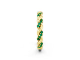 Yellow gold Twisted Pavé Round Emerald Eternity Band_8