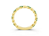 Yellow gold Twisted Pavé Round Emerald Eternity Band_9