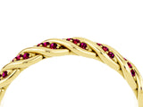 Yellow gold Twisted Pavé Round Garnet Eternity Band with Shared Prong Setting_10