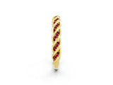 Yellow gold Twisted Pavé Round Garnet Eternity Band with Shared Prong Setting_8