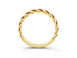 Yellow gold Twisted Pavé Round Garnet Eternity Band with Shared Prong Setting_9