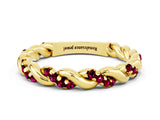 Yellow gold Twisted Pavé Round Garnet Eternity Band_6