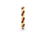 Yellow gold Twisted Pavé Round Garnet Eternity Band_8