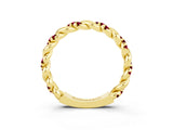 Yellow gold Twisted Pavé Round Garnet Eternity Band_9