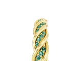 Yellow gold Twisted Pavé Round Green Sapphire Eternity Band with Shared Prong Setting_11