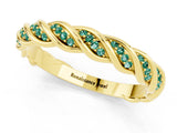 Yellow gold Twisted Pavé Round Green Sapphire Eternity Band with Shared Prong Setting_7