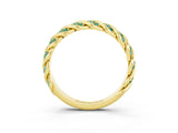 Yellow gold Twisted Pavé Round Green Sapphire Eternity Band with Shared Prong Setting_9