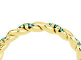 Yellow gold Twisted Pavé Round Green Sapphire Eternity Band_10