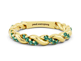 Yellow gold Twisted Pavé Round Green Sapphire Eternity Band_6