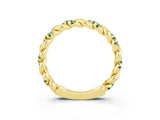 Yellow gold Twisted Pavé Round Green Sapphire Eternity Band_9