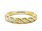 Yellow gold Twisted Pavé Round Moissanite Eternity Band with Shared Prong Setting_6