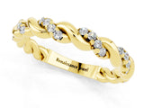 Yellow gold Twisted Pavé Round Moissanite Eternity Band_7