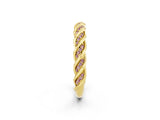 Yellow gold Twisted Pavé Round Morganite Eternity Band with Shared Prong Setting_8