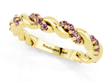 Yellow gold Twisted Pavé Round Morganite Eternity Band_7
