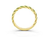 Yellow gold Twisted Pavé Round Peridot Eternity Band with Shared Prong Setting_9