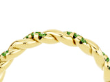 Yellow gold Twisted Pavé Round Peridot Eternity Band_10