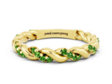 Yellow gold Twisted Pavé Round Peridot Eternity Band_6