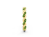 Yellow gold Twisted Pavé Round Peridot Eternity Band_8