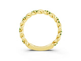 Yellow gold Twisted Pavé Round Peridot Eternity Band_9