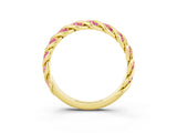 Yellow gold Twisted Pavé Round Pink Sapphire Eternity Band with Shared Prong Setting_21