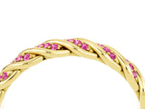 Yellow gold Twisted Pavé Round Pink Sapphire Eternity Band with Shared Prong Setting_22
