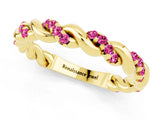 Yellow gold Twisted Pavé Round Pink Sapphire Eternity Band_19