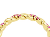 Yellow gold Twisted Pavé Round Pink Sapphire Eternity Band_22