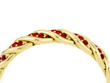 Yellow gold Twisted Pavé Round Ruby Eternity Band with Shared Prong Setting_10