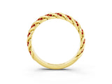 Yellow gold Twisted Pavé Round Ruby Eternity Band with Shared Prong Setting_9