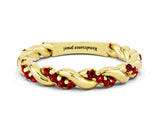 Yellow gold Twisted Pavé Round Ruby Eternity Band_6