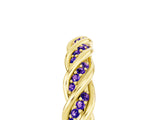 Yellow gold Twisted Pavé Round Tanzanite Eternity Band with Shared Prong Setting_11