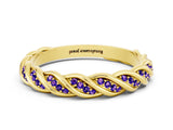 Yellow gold Twisted Pavé Round Tanzanite Eternity Band with Shared Prong Setting_6